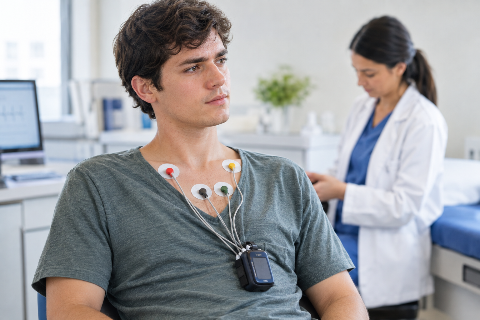 Holter cardíaco utilizado para monitorizar el ritmo del corazón y estudiar arritmias
